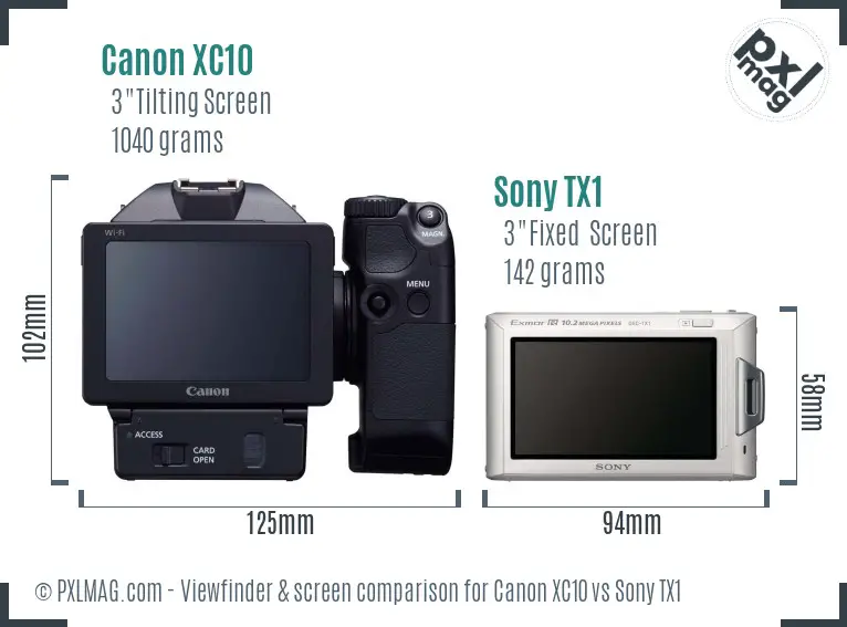 Canon XC10 vs Sony TX1 Screen and Viewfinder comparison Canon XC10 vs Sony TX1 Screen and Viewfinder comparison