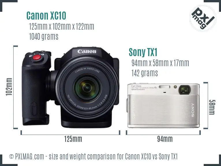 Canon XC10 vs Sony TX1 size comparison Canon XC10 vs Sony TX1 size comparison