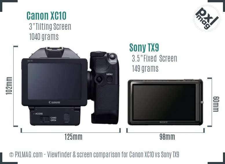 Canon XC10 vs Sony TX9 Screen and Viewfinder comparison Canon XC10 vs Sony TX9 Screen and Viewfinder comparison
