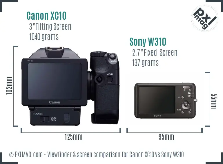 Canon XC10 vs Sony W310 Screen and Viewfinder comparison Canon XC10 vs Sony W310 Screen and Viewfinder comparison
