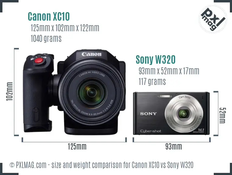 Canon XC10 vs Sony W320 size comparison Canon XC10 vs Sony W320 size comparison