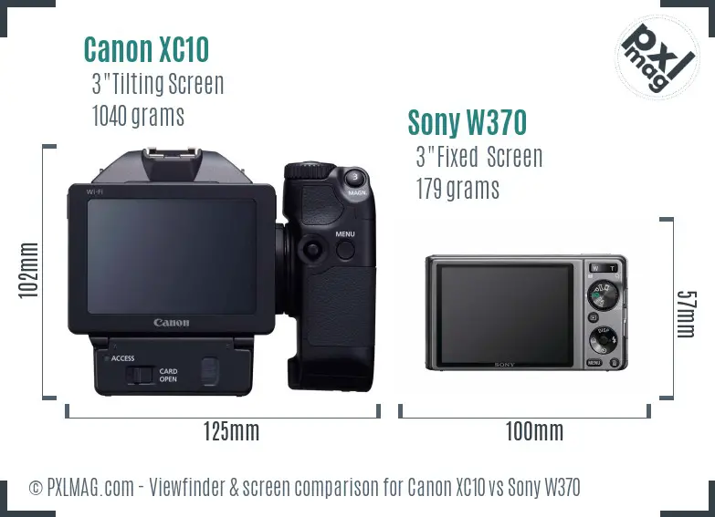 Canon XC10 vs Sony W370 Screen and Viewfinder comparison Canon XC10 vs Sony W370 Screen and Viewfinder comparison