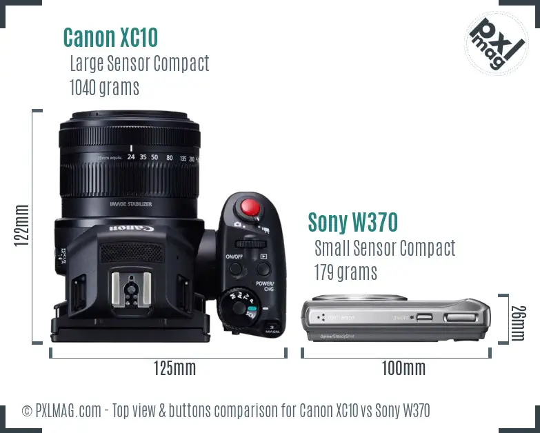 Canon XC10 vs Sony W370 top view buttons comparison Canon XC10 vs Sony W370 top view buttons comparison