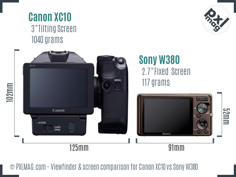 Canon XC10 vs Sony W380 Screen and Viewfinder comparison