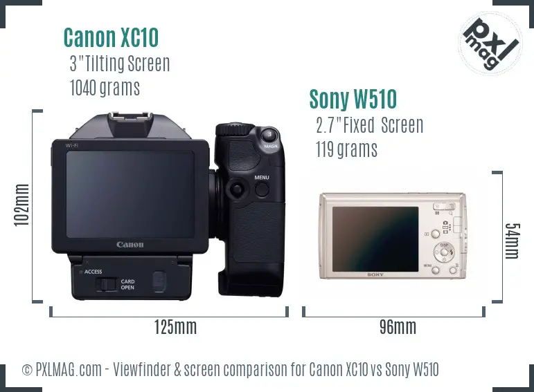 Canon XC10 vs Sony W510 Screen and Viewfinder comparison