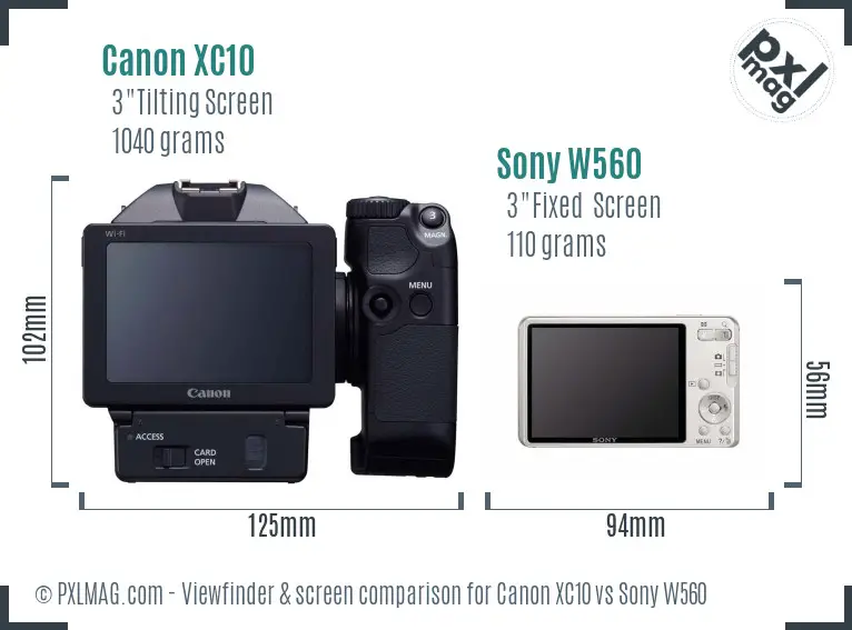 Canon XC10 vs Sony W560 Screen and Viewfinder comparison