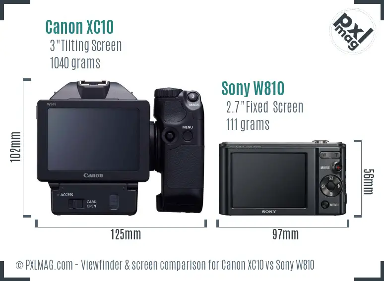 Canon XC10 vs Sony W810 Screen and Viewfinder comparison