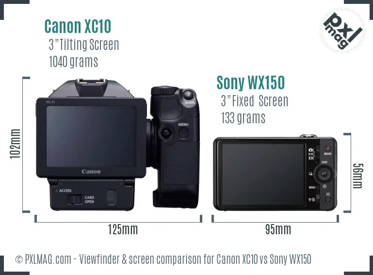 Canon XC10 vs Sony WX150 Screen and Viewfinder comparison