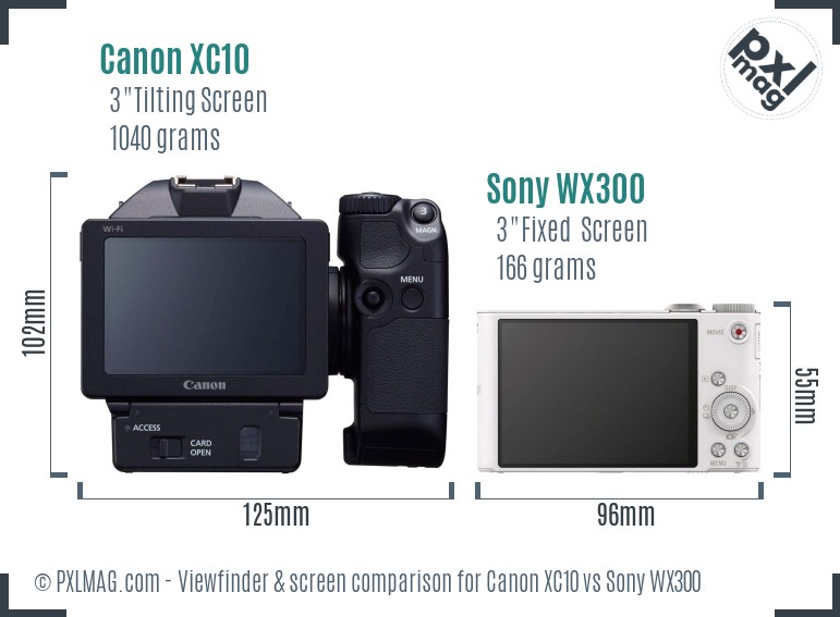 Canon XC10 vs Sony WX300 Screen and Viewfinder comparison