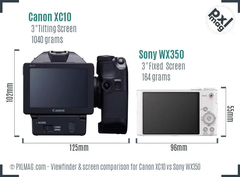 Canon XC10 vs Sony WX350 Screen and Viewfinder comparison