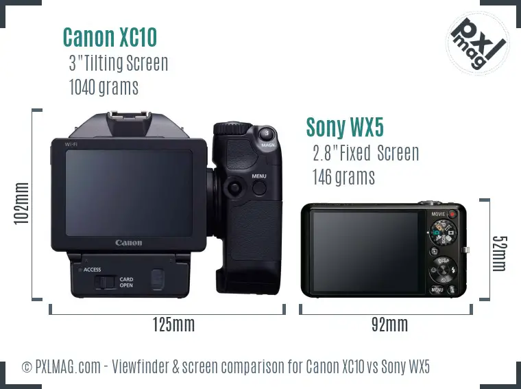 Canon XC10 vs Sony WX5 Screen and Viewfinder comparison Canon XC10 vs Sony WX5 Screen and Viewfinder comparison