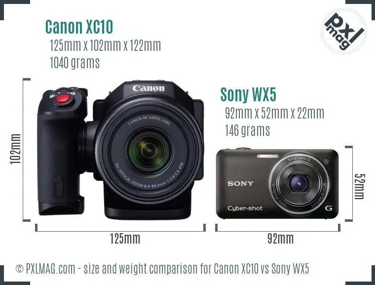 Canon XC10 vs Sony WX5 size comparison Canon XC10 vs Sony WX5 size comparison