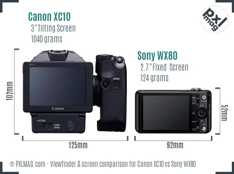 Canon XC10 vs Sony WX80 Screen and Viewfinder comparison