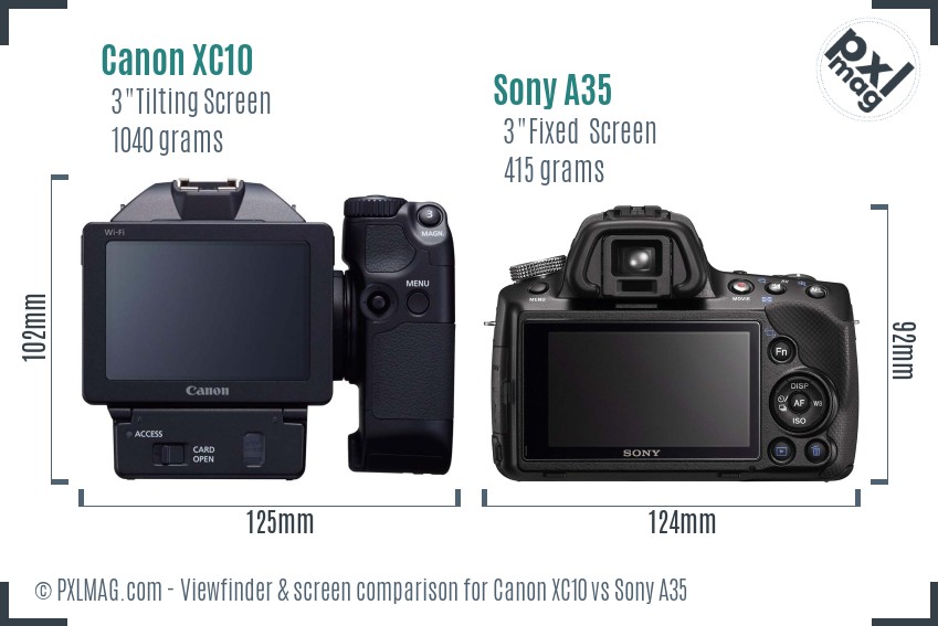 Canon XC10 vs Sony A35 Screen and Viewfinder comparison