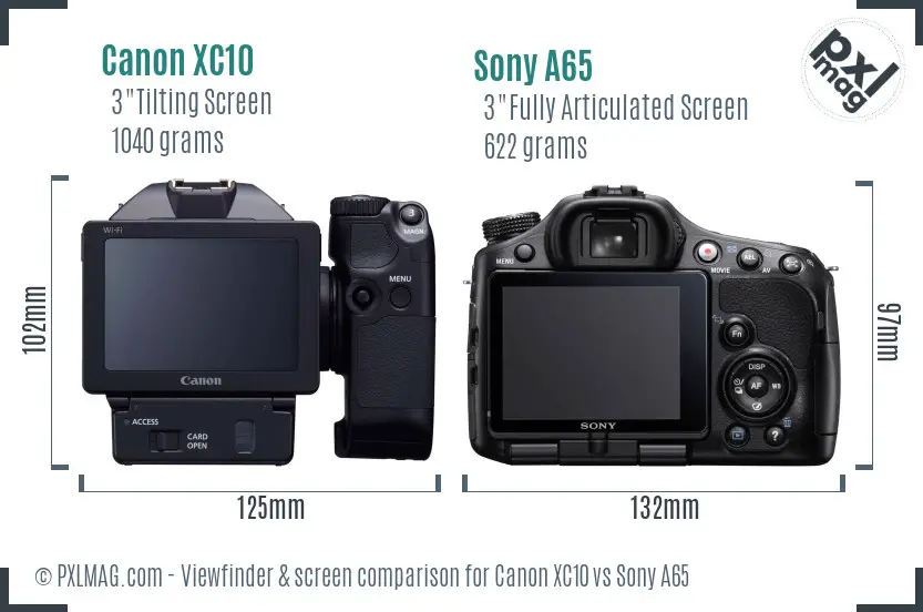 Canon XC10 vs Sony A65 Screen and Viewfinder comparison Canon XC10 vs Sony A65 Screen and Viewfinder comparison