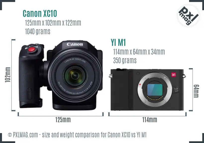 Canon XC10 vs YI M1 size comparison Canon XC10 vs YI M1 size comparison