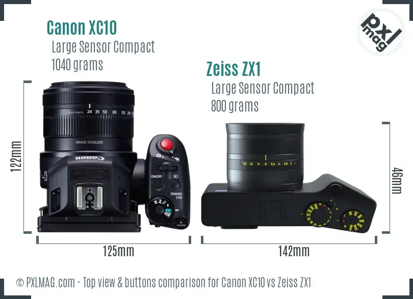 Canon XC10 vs Zeiss ZX1 top view buttons comparison