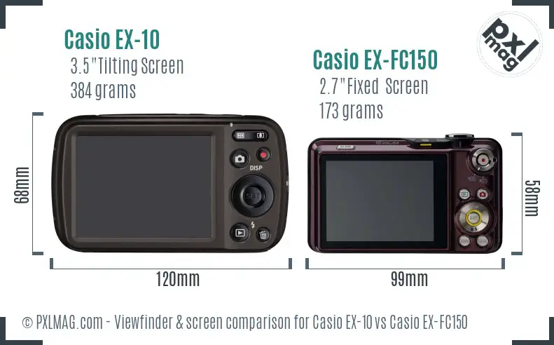 Casio EX-10 vs Casio EX-FC150 Screen and Viewfinder comparison