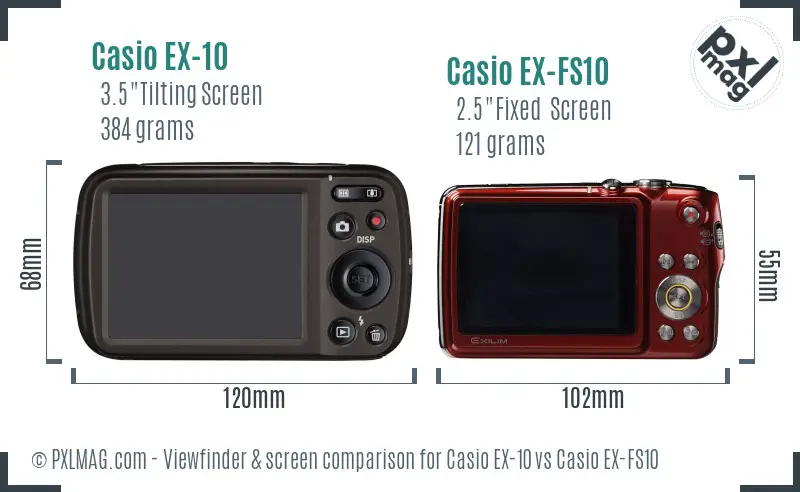 Casio EX-10 vs Casio EX-FS10 Screen and Viewfinder comparison