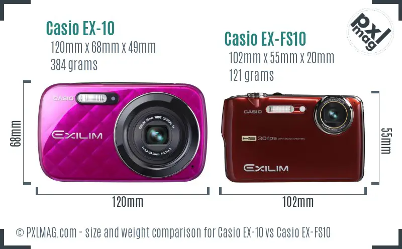 Casio EX-10 vs Casio EX-FS10 size comparison