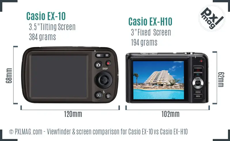 Casio EX-10 vs Casio EX-H10 Screen and Viewfinder comparison