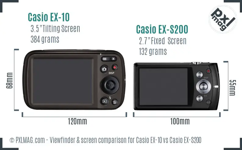 Casio EX-10 vs Casio EX-S200 Screen and Viewfinder comparison
