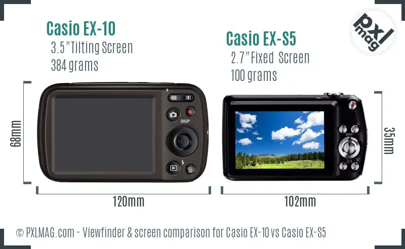 Casio EX-10 vs Casio EX-S5 Screen and Viewfinder comparison