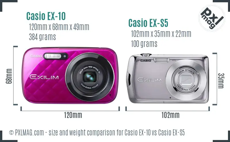 Casio EX-10 vs Casio EX-S5 size comparison