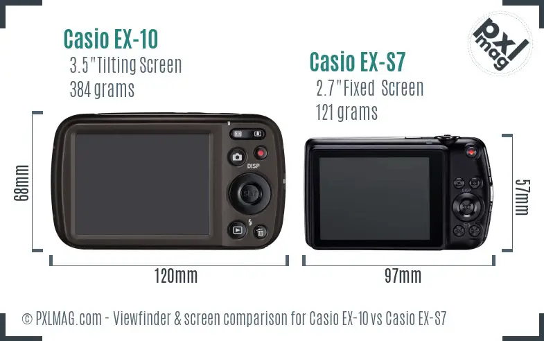 Casio EX-10 vs Casio EX-S7 Screen and Viewfinder comparison