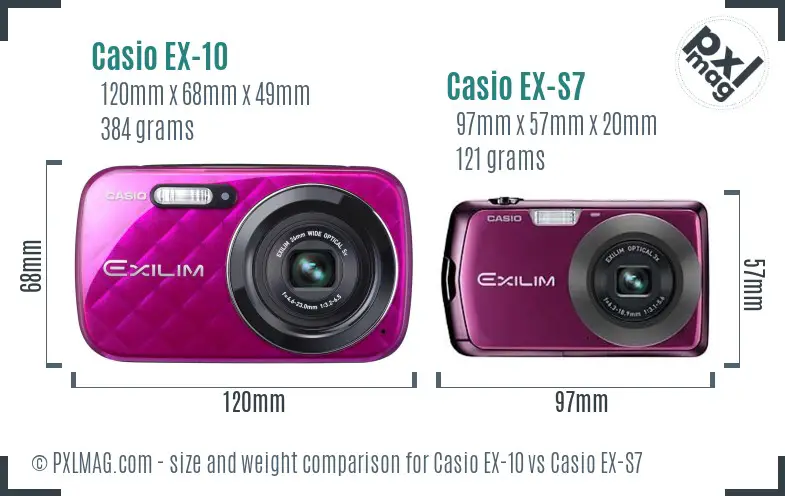 Casio EX-10 vs Casio EX-S7 size comparison