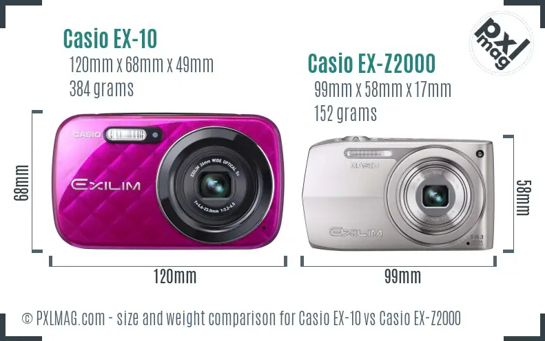 Casio EX-10 vs Casio EX-Z2000 size comparison