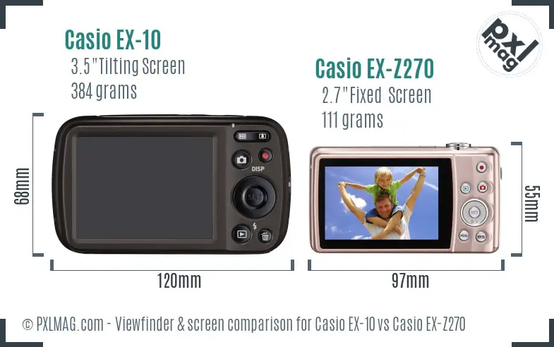Casio EX-10 vs Casio EX-Z270 Screen and Viewfinder comparison