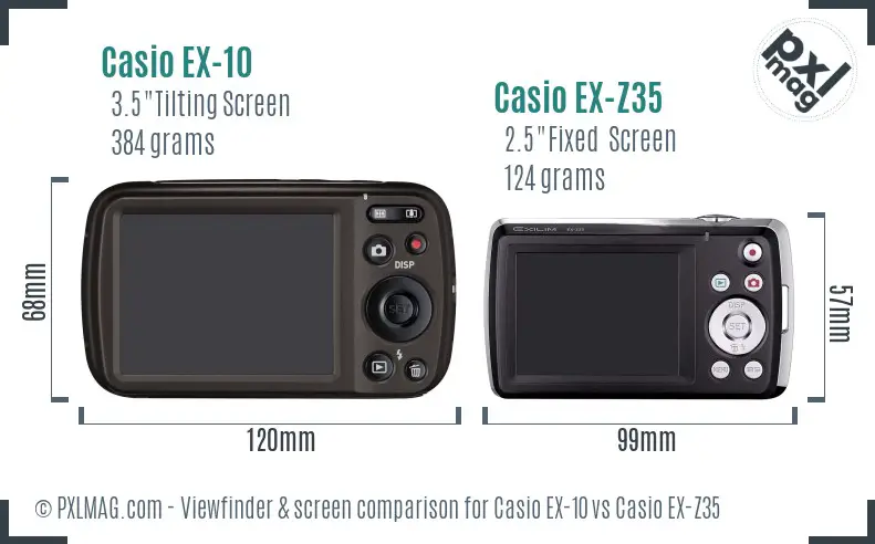 Casio EX-10 vs Casio EX-Z35 Screen and Viewfinder comparison