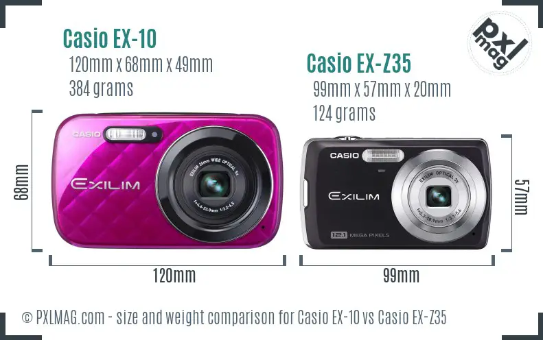 Casio EX-10 vs Casio EX-Z35 size comparison