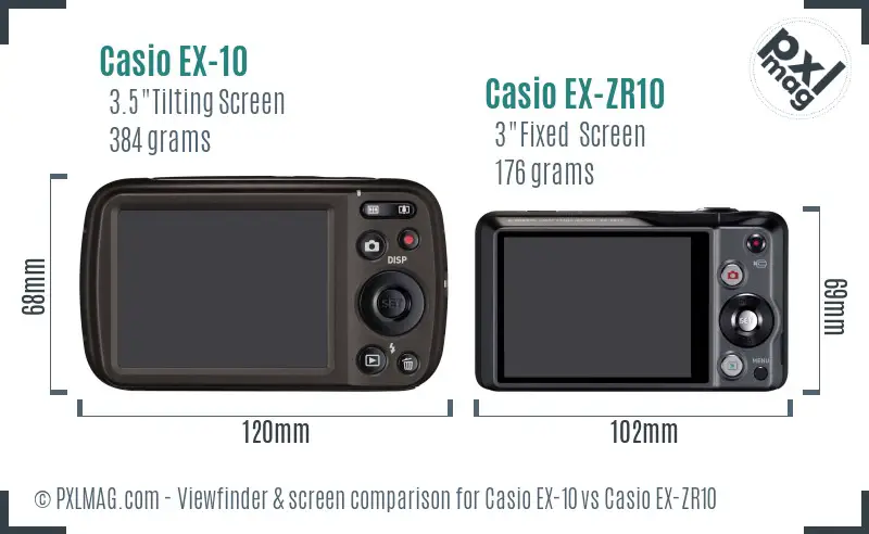 Casio EX-10 vs Casio EX-ZR10 Screen and Viewfinder comparison