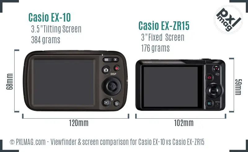 Casio EX-10 vs Casio EX-ZR15 Screen and Viewfinder comparison
