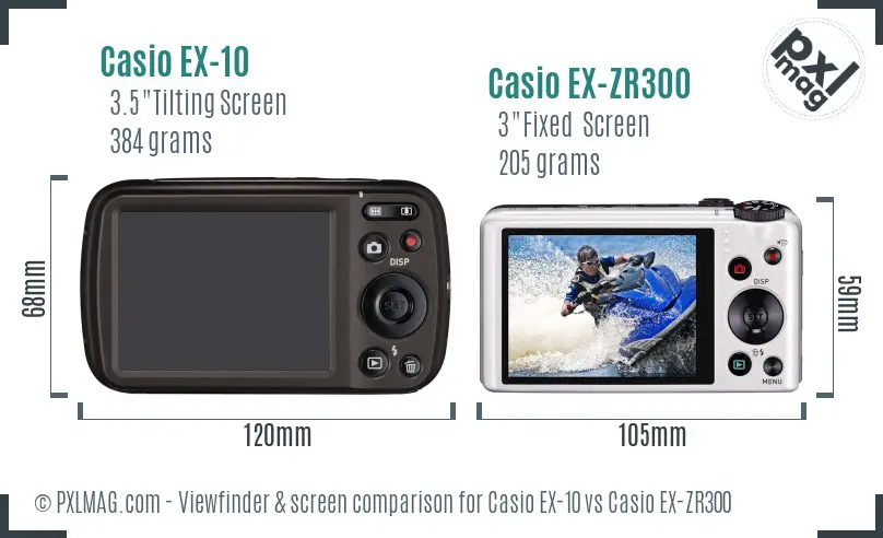 Casio EX-10 vs Casio EX-ZR300 Screen and Viewfinder comparison