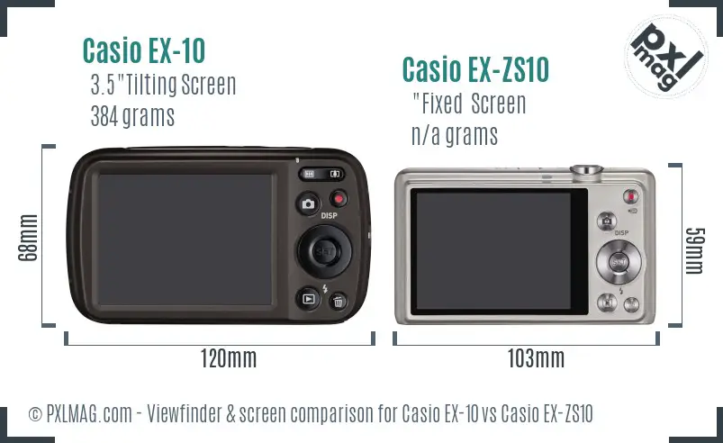 Casio EX-10 vs Casio EX-ZS10 Screen and Viewfinder comparison