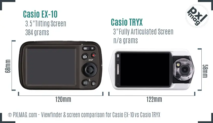 Casio EX-10 vs Casio TRYX Screen and Viewfinder comparison