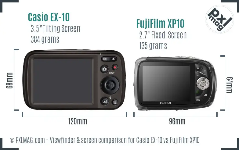 Casio EX-10 vs FujiFilm XP10 Screen and Viewfinder comparison Casio EX-10 vs FujiFilm XP10 Screen and Viewfinder comparison