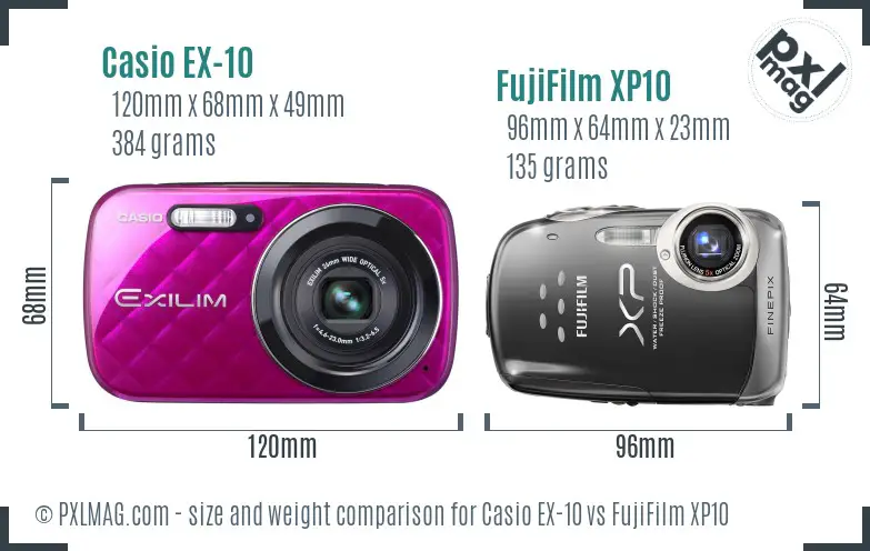Casio EX-10 vs FujiFilm XP10 size comparison Casio EX-10 vs FujiFilm XP10 size comparison
