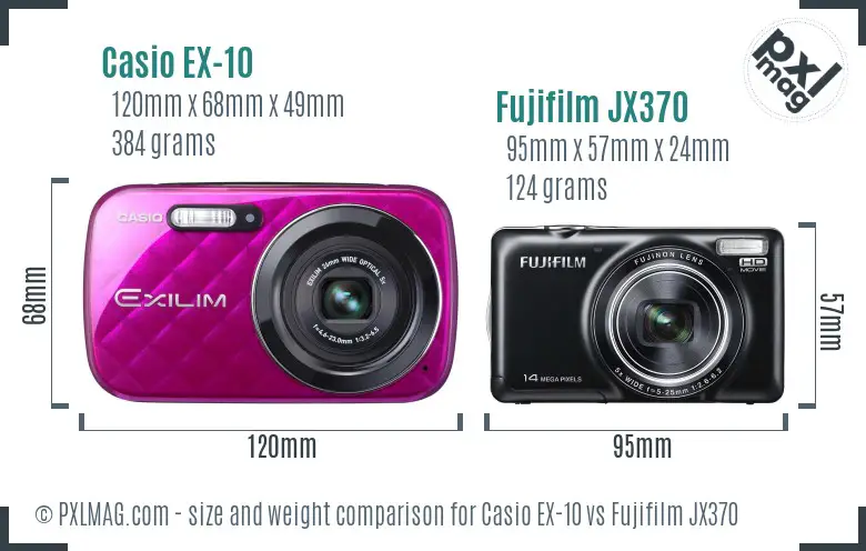 Casio EX-10 vs Fujifilm JX370 size comparison