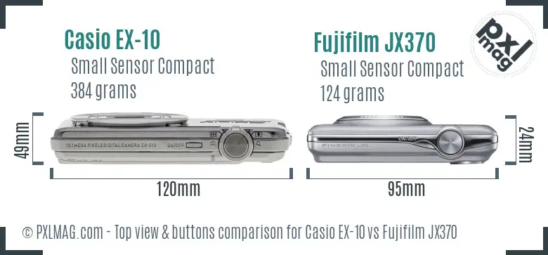 Casio EX-10 vs Fujifilm JX370 top view buttons comparison