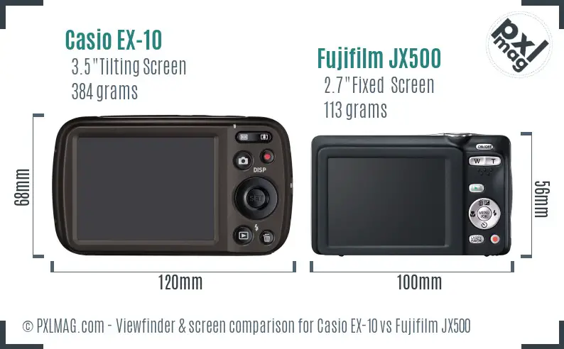 Casio EX-10 vs Fujifilm JX500 Screen and Viewfinder comparison