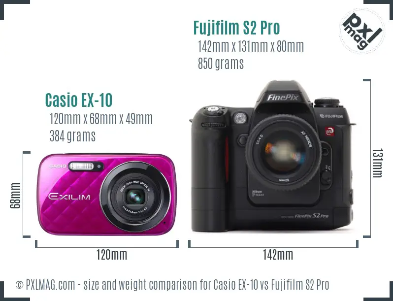 Casio EX-10 vs Fujifilm S2 Pro size comparison