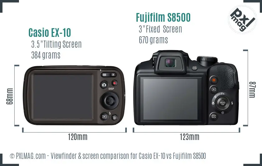 Casio EX-10 vs Fujifilm S8500 Screen and Viewfinder comparison Casio EX-10 vs Fujifilm S8500 Screen and Viewfinder comparison