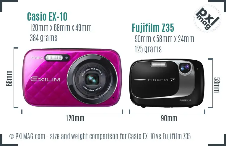 Casio EX-10 vs Fujifilm Z35 size comparison