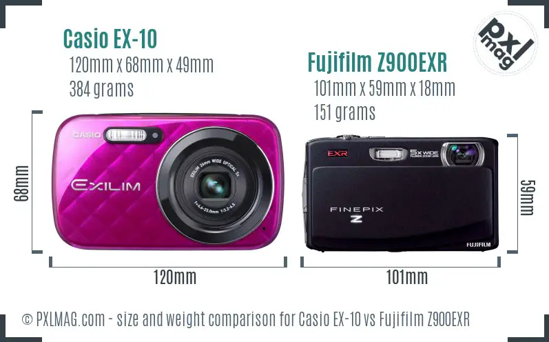 Casio EX-10 vs Fujifilm Z900EXR size comparison