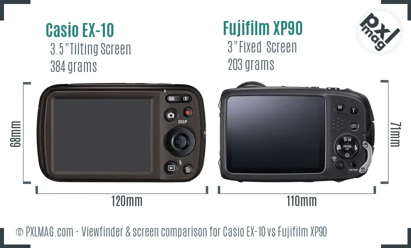 Casio EX-10 vs Fujifilm XP90 Screen and Viewfinder comparison Casio EX-10 vs Fujifilm XP90 Screen and Viewfinder comparison