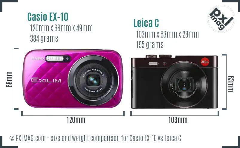 Casio EX-10 vs Leica C size comparison